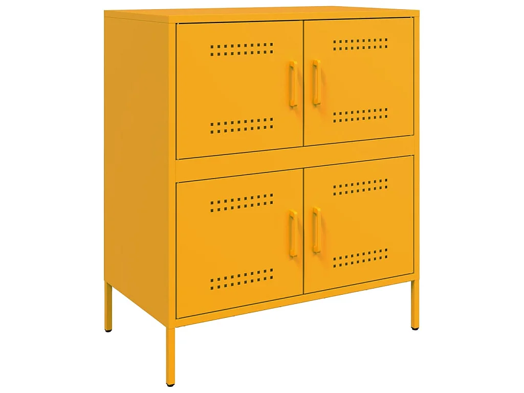 Dressoir 68x39x79 cm staal mosterdgeel