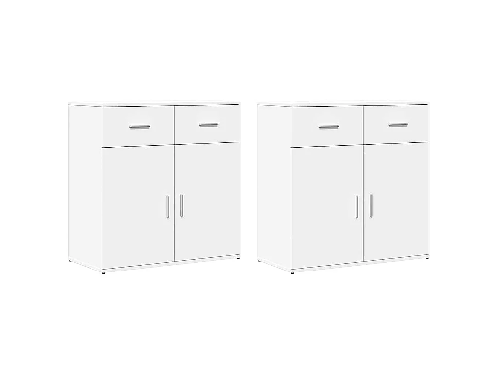 Dressoirs 2 st 79x38x80 cm bewerkt hout wit
