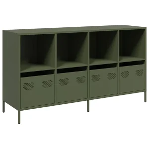 Dressoir 135x39x73,5 cm koudgewalst staal olijfgroen Dressoir 135x39x73,5 cm koudgewalst staal olijfgroen