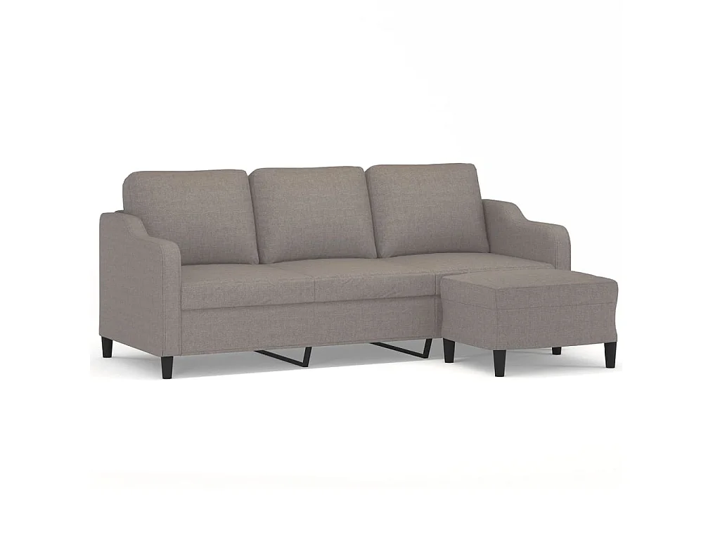 Driezitsbank met voetenbank 180 cm stof taupe