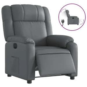 Fauteuil verstelbaar elektrisch kunstleer grijs