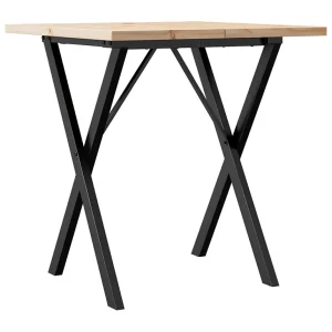 Eettafel X-frame 70x70x75,5 cm massief grenenhout en staal Eettafel X-frame 70x70x75,5 cm massief grenenhout en staal