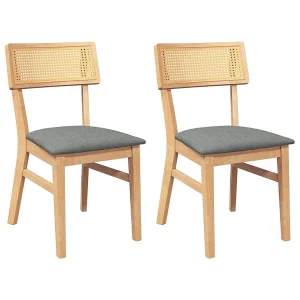 Eetkamerstoelen met kussens 2 st massief hout rubber Eetkamerstoelen met kussens 2 st massief hout rubber
