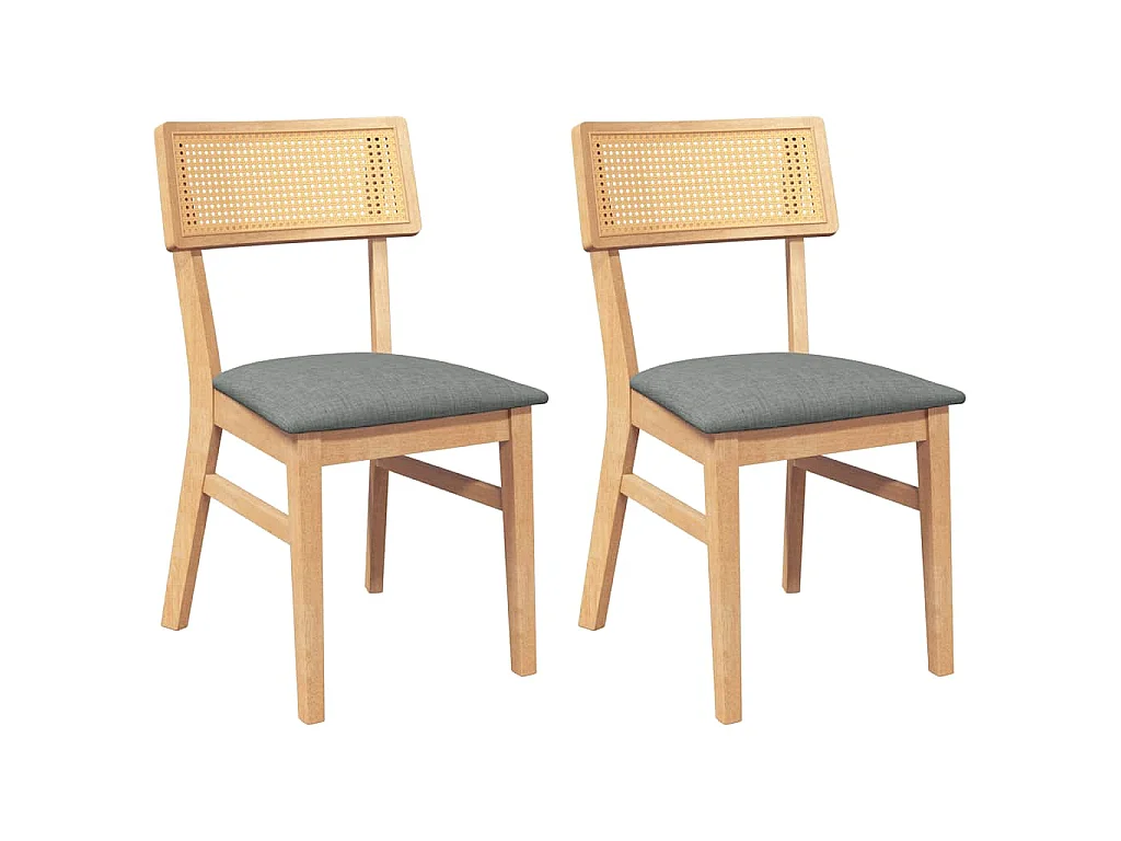 Eetkamerstoelen met kussens 2 st massief hout rubber