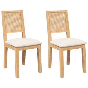 Eetkamerstoelen met kussens 2 st massief hout rubber Eetkamerstoelen met kussens 2 st massief hout rubber