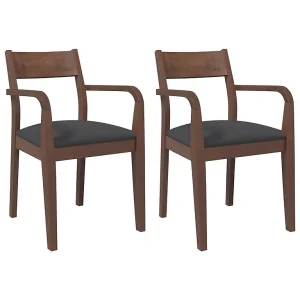 Eetkamerstoelen met kussens 2 st massief hout rubber bruin Eetkamerstoelen met kussens 2 st massief hout rubber bruin