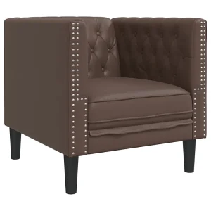 Fauteuil Chesterfield-stijl kunstleer bruin