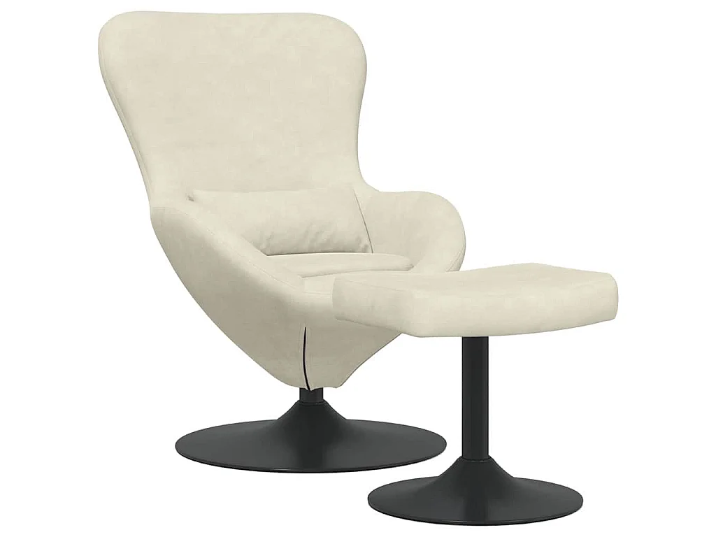 Egg Chair met Voetsteun Crème Fluweel
