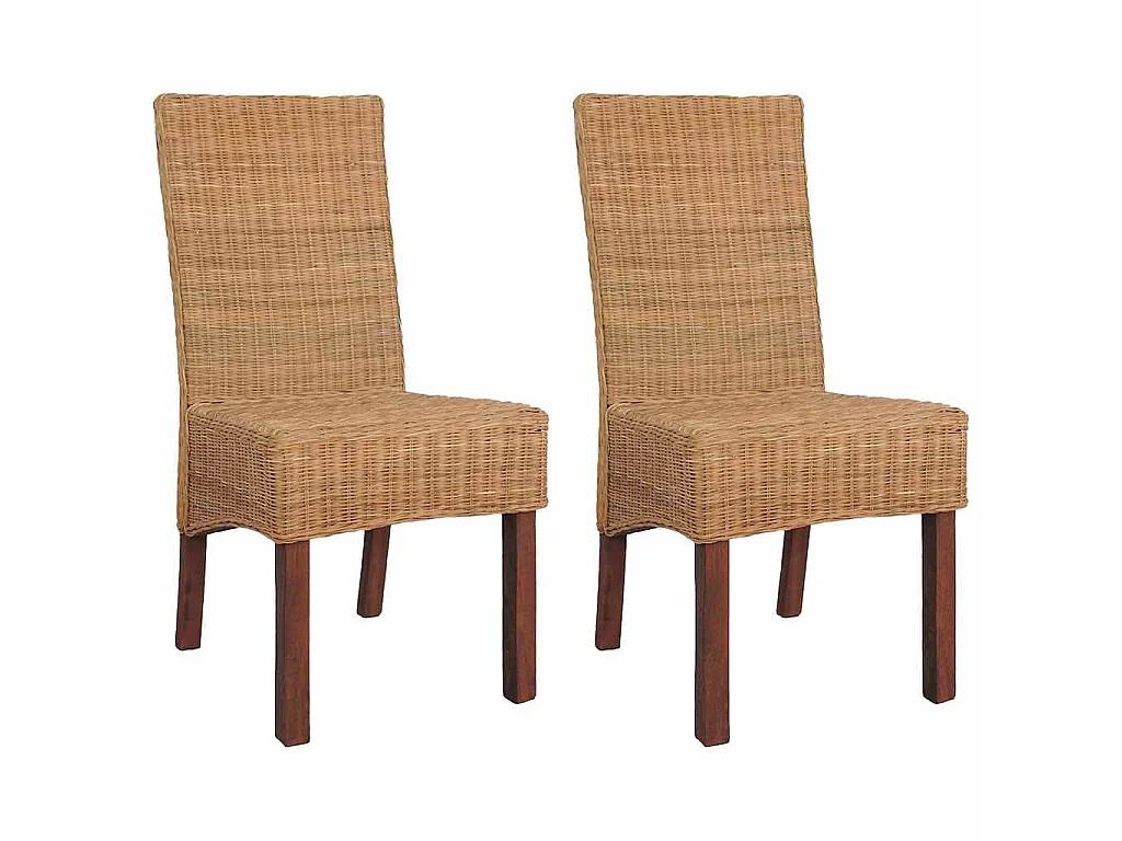 Eetkamerstoelen 2 st natuurlijk rattan bruin