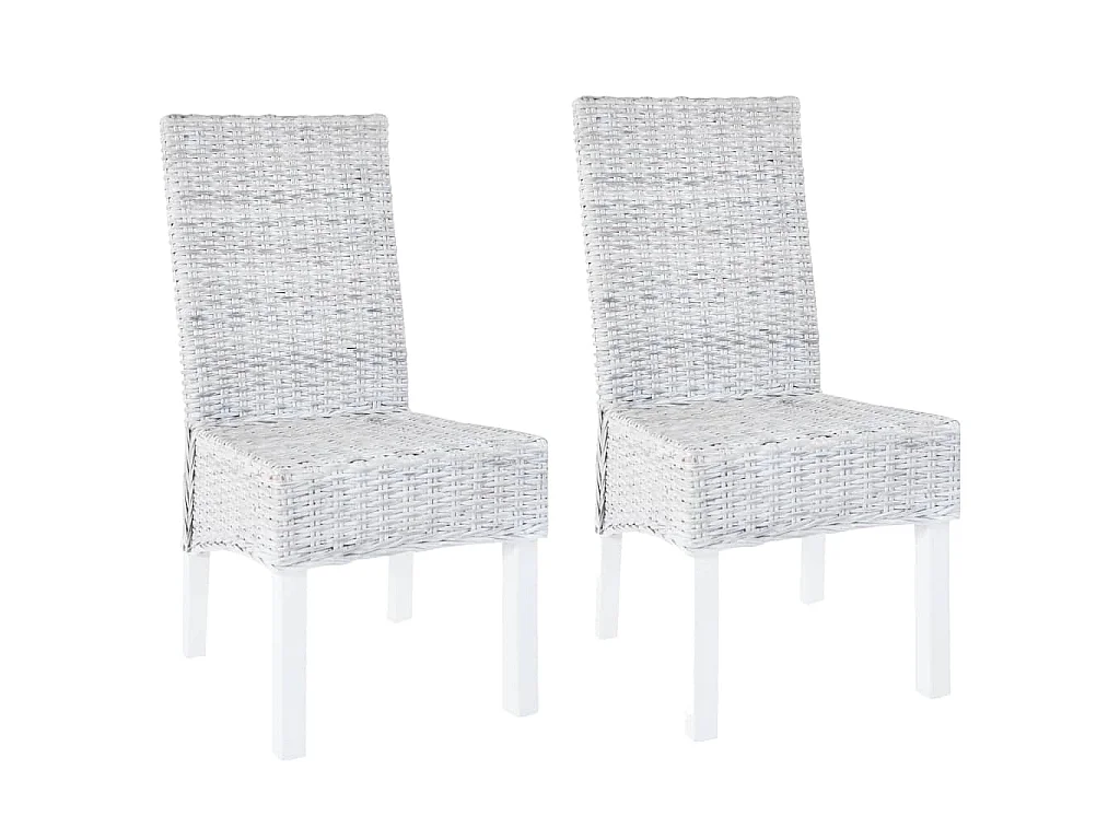 Eetkamerstoelen 2 st kubu rattan en mahoniehout lichtbruin