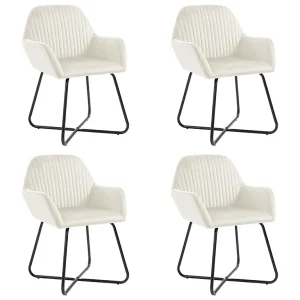 Eetkamerstoelen 4 st fluweel crèmekleurig