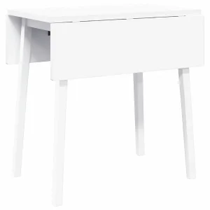 Eettafel massief hout wit rubber