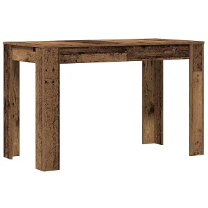 Eettafel 120x60x76 cm bewerkt hout oud houtkleurig Eettafel 120x60x76 cm bewerkt hout oud houtkleurig