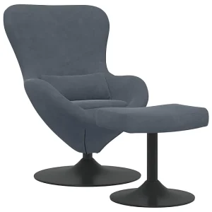 Egg Chair met Voetsteun Donkergrijs Fluweel Egg Chair met Voetsteun Donkergrijs Fluweel