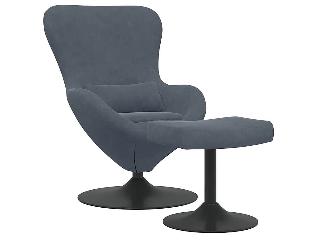 Egg Chair met Voetsteun Donkergrijs Fluweel
