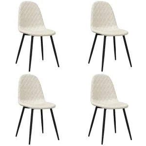 Eetkamerstoelen 4 st fluweel crèmewit