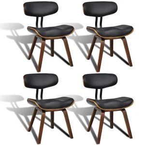 Eetkamerstoelen 4 st gebogen hout en kunstleer