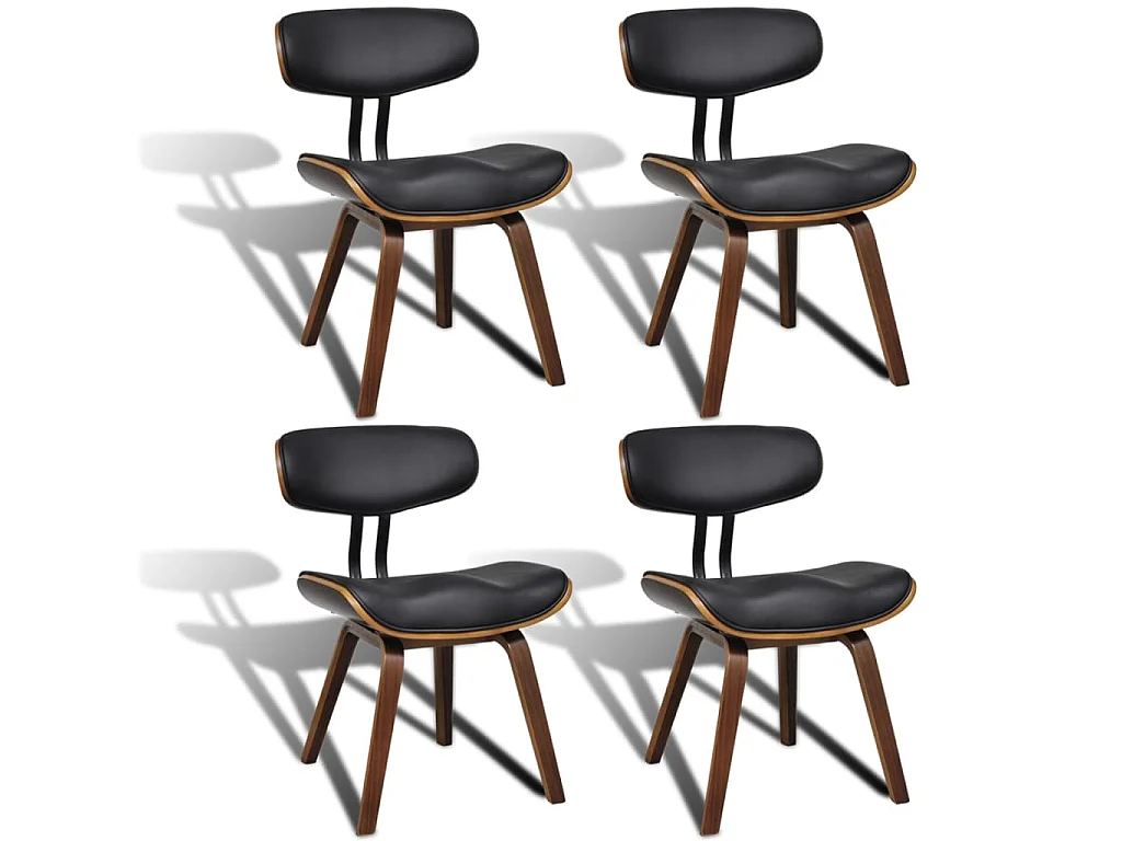 Eetkamerstoelen 4 st gebogen hout en kunstleer