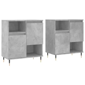 Dressoirs 2 st bewerkt hout betongrijs Dressoirs 2 st bewerkt hout betongrijs