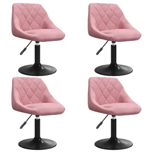 Eetkamerstoelen draaibaar 4 st fluweel roze Eetkamerstoelen draaibaar 4 st fluweel roze