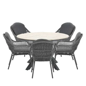 Garden Impressions Yima tuinset 6-delig licht grijs – Tulli tuintafel bruin Ø148 cm Garden Impressions Yima tuinset 6-delig licht grijs – Tulli tuintafel bruin Ø148 cm
