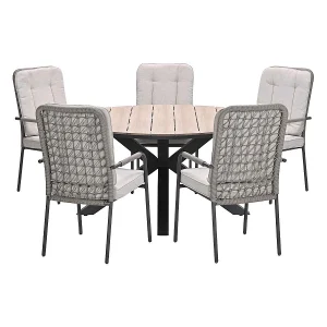 Garden Impressions Aleria tuinset 6-delig taupe – Tulli tuintafel Ø148×75 cm – light teak vironwood Garden Impressions Aleria tuinset 6-delig taupe – Tulli tuintafel Ø148×75 cm – light teak vironwood