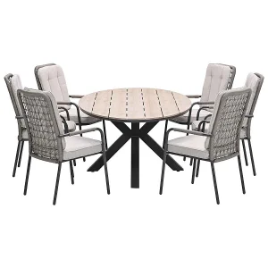 Garden Impressions Aleria tuinset 7-delig taupe – Tulli tuintafel 220x115xH75 cm – light teak vironwood Garden Impressions Aleria tuinset 7-delig taupe – Tulli tuintafel 220x115xH75 cm – light teak vironwood