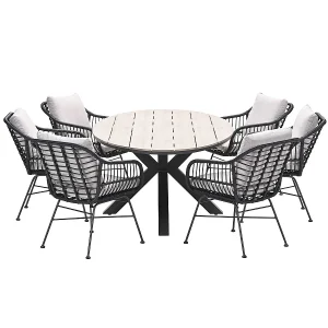 Garden Impressions Lucas tuinset zwart 7-delig – Tulli tuintafel 220×115 cm