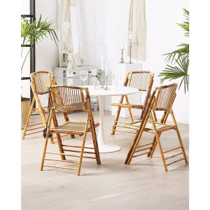 Set van 4 eetkamerstoelen TRENTOR Bamboehout Natuurlijk Set van 4 eetkamerstoelen TRENTOR Bamboehout Natuurlijk