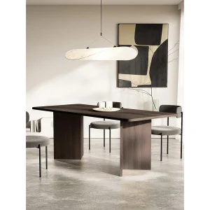 Eettafel 204×90 cm – rechthoekig met afgeronde hoeken en paneelpoten – houtlook essen bruin – QUBEO Eettafel 204×90 cm – rechthoekig met afgeronde hoeken en paneelpoten – houtlook essen bruin – QUBEO