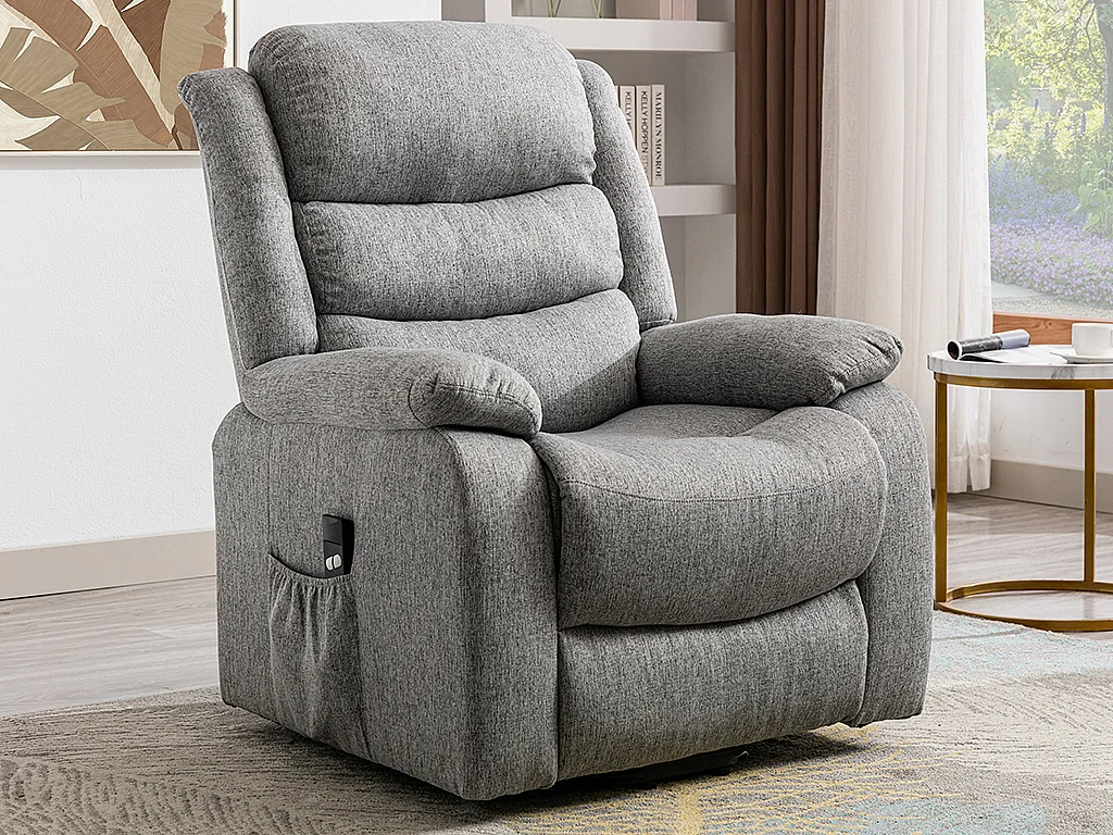 Elektrische relaxfauteuil van stof - Grijs - NADINE - Koop nu goedkoop online