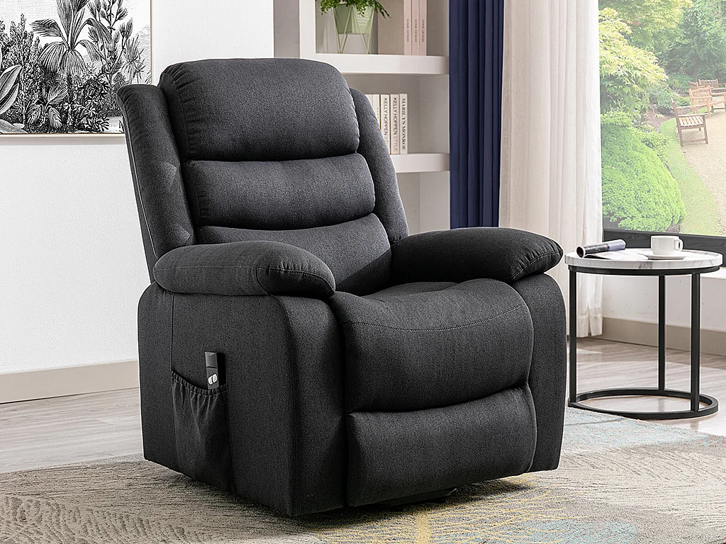 Elektrische relaxfauteuil van stof - Antraciet - NADINE - Koop nu goedkoop online