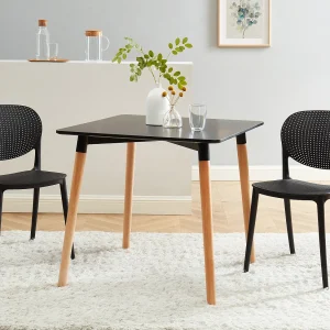 Eettafel met 2 plaatsen in MDF en beukenhout – Zwart – CARISELA – Koop nu goedkoop online