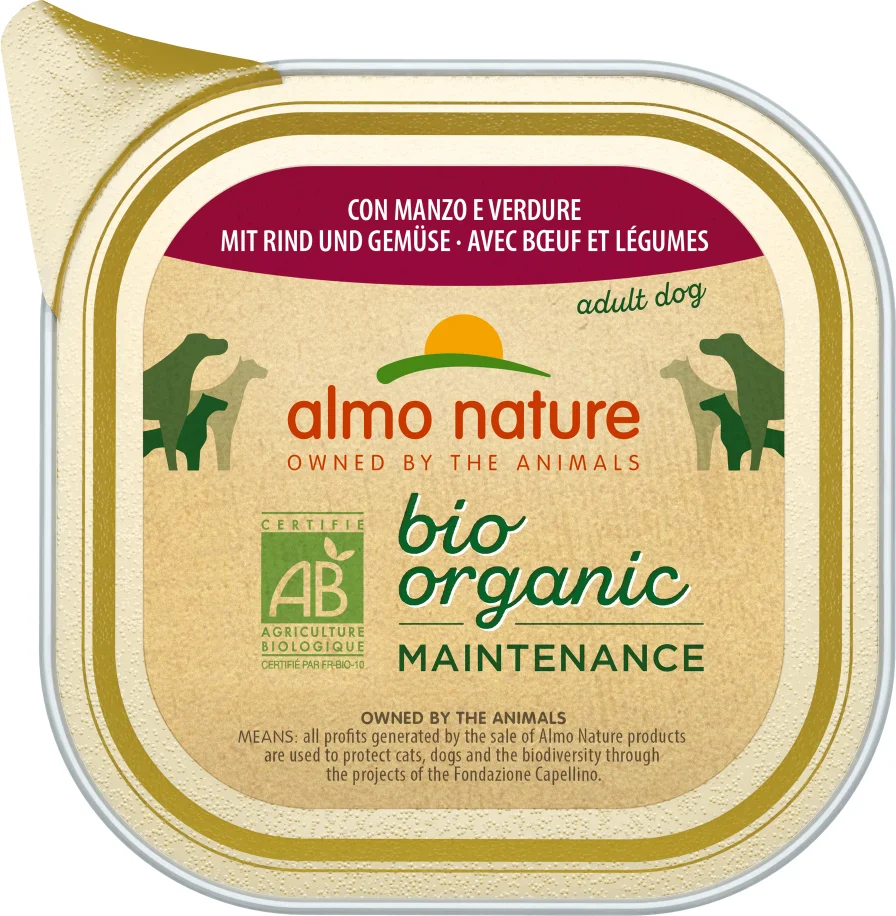 Almo Nature natvoer Biorganic adult rund/groente 100 g