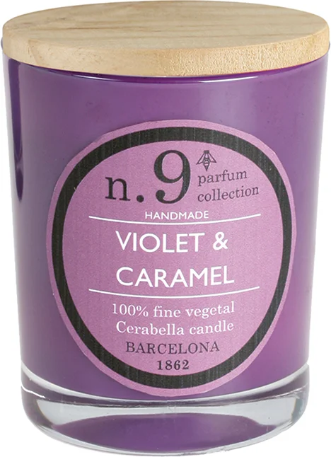 Cerabella geurkaars Violet & Caramel bloemig 40 uur D 8 H 12 cm