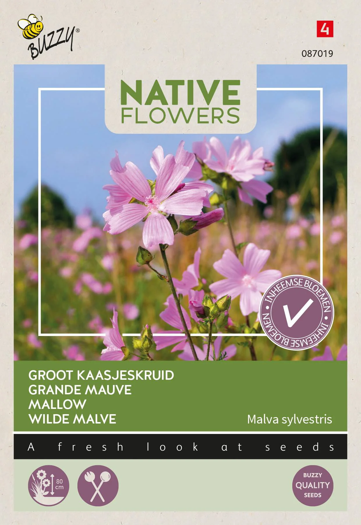 Buzzy bloemenzaad groot kaasjeskruid (Malva sylvestris)