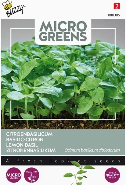 Buzzy Microgreens kiemgroentezaad Citroenbasilicum (Ocimum × citriodorum)