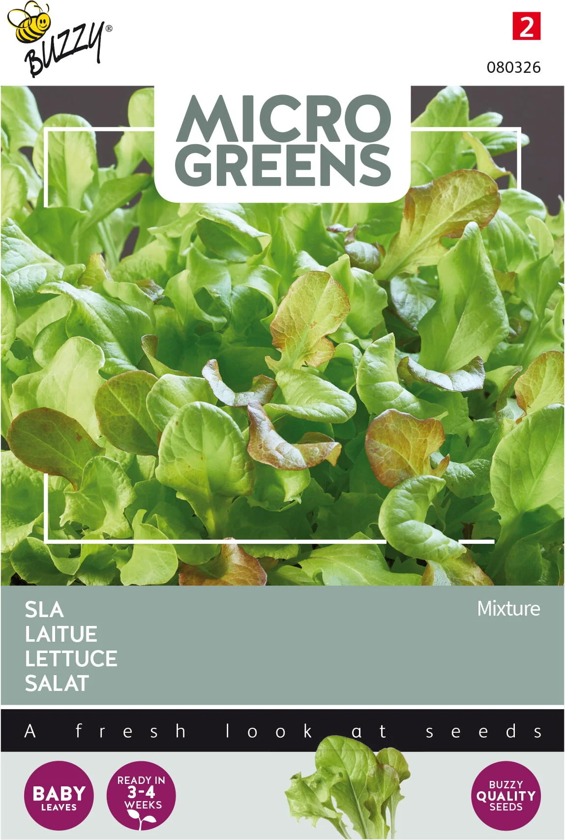 Buzzy Microgreens kiemgroentezaad Sla gemend (Lactuca sativa type)