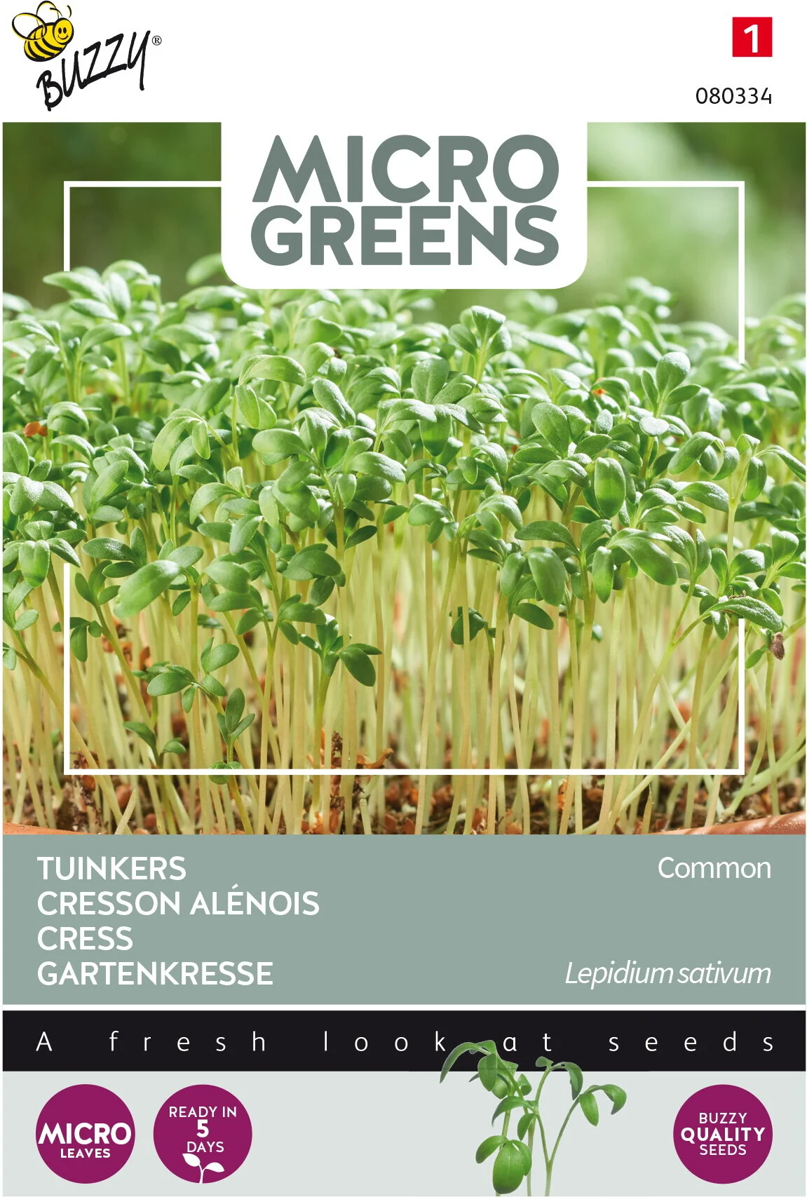 Buzzy Microgreens kiemgroentezaad Tuinkers (Lepidium sativum)