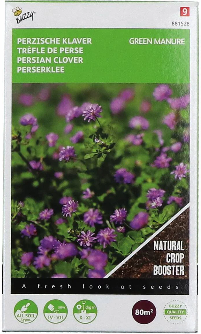 Buzzy seeds groenbemester perzische klaver (Trifolium resupinatum) 200 g