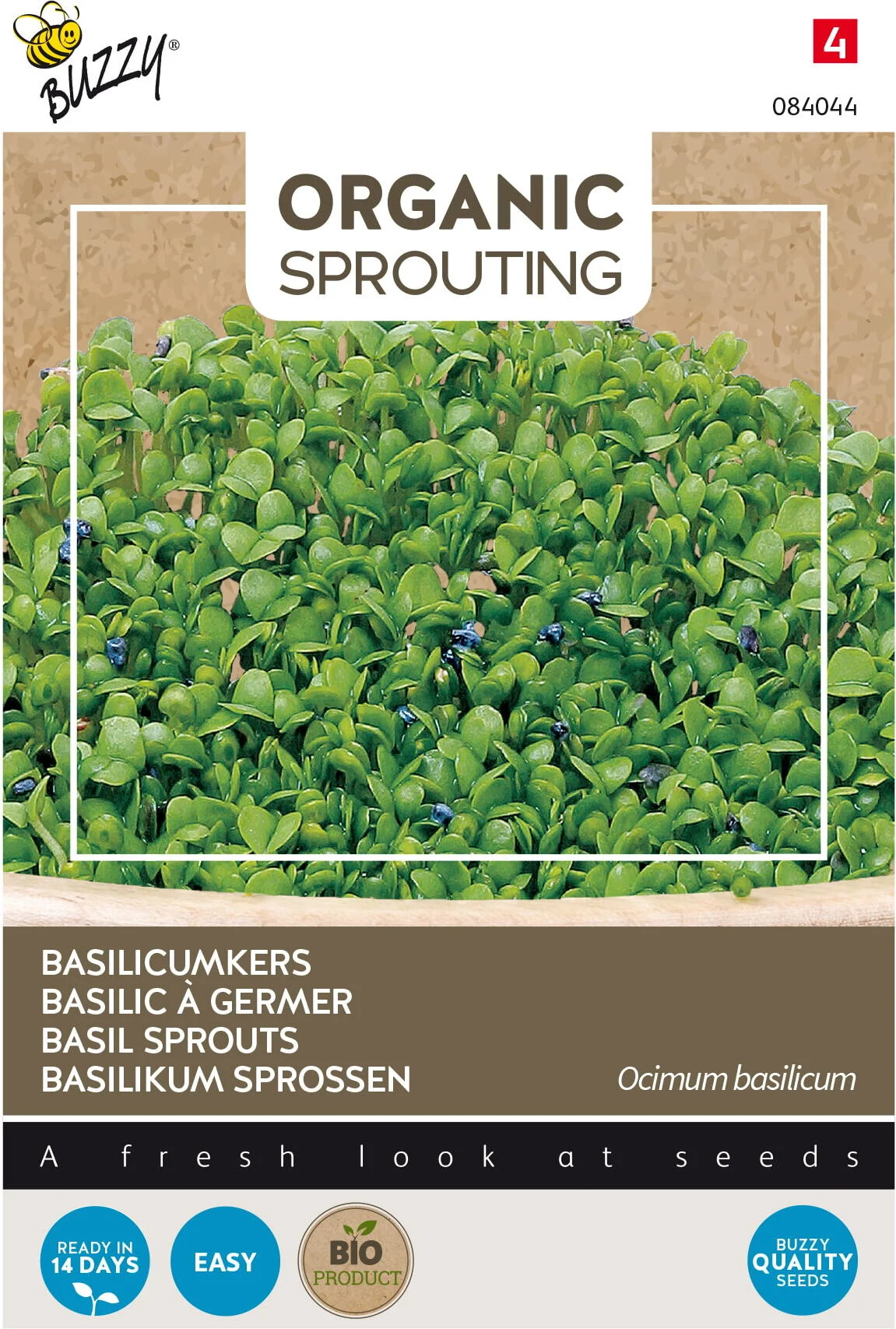 Buzzy Knip&Eet biologische kiemgroentezaad Basilicum (Ocimum basilicum)