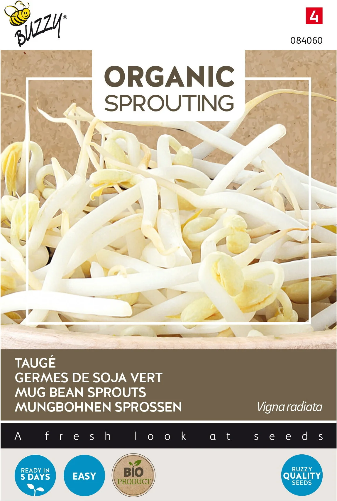 Buzzy Knip&Eet biologische kiemgroentezaad Taugé (Vigna radiata)