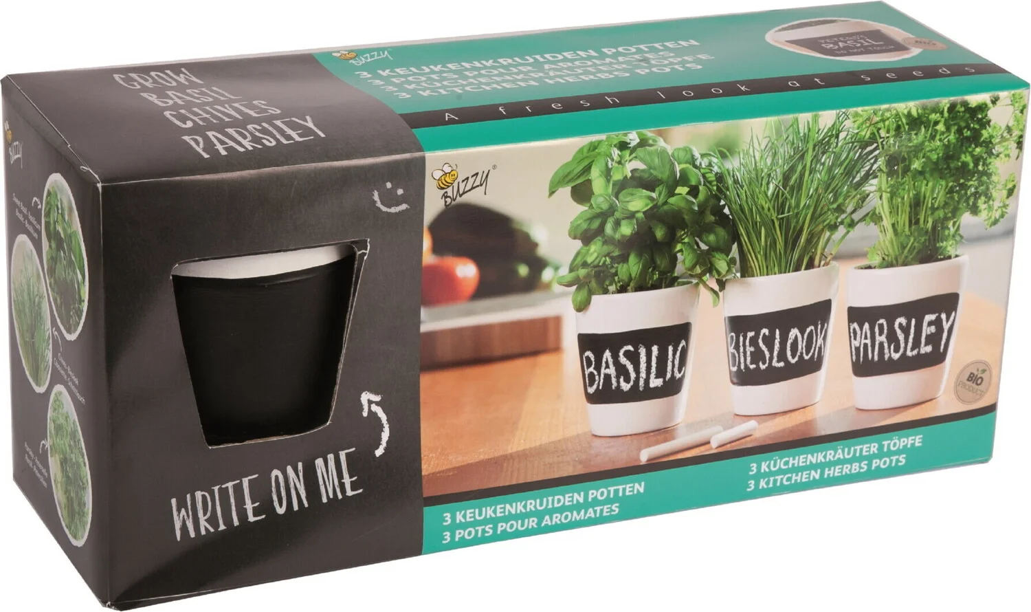 Buzzy® kruiden Kweekset met krijtpotten 3 stuks