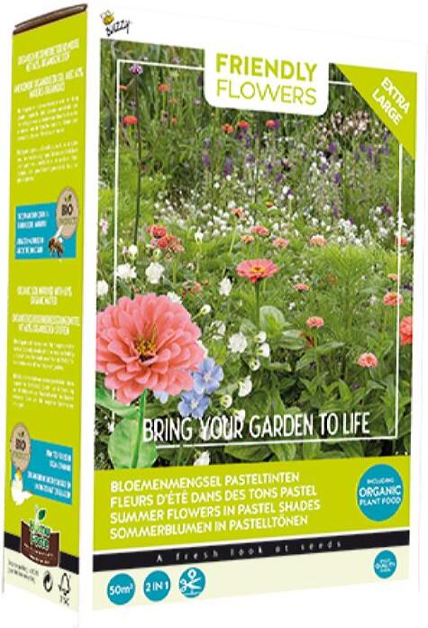 Buzzy Friendly Flowers bloemenzaadmengsel pastel 50 m2