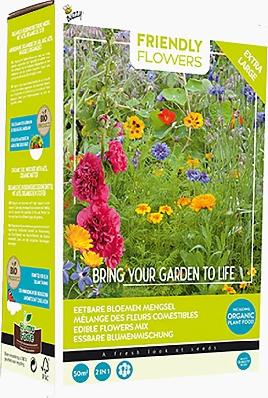 Buzzy Friendly Flowers bloemenzaadmengsel eetbare bloemen 50m2