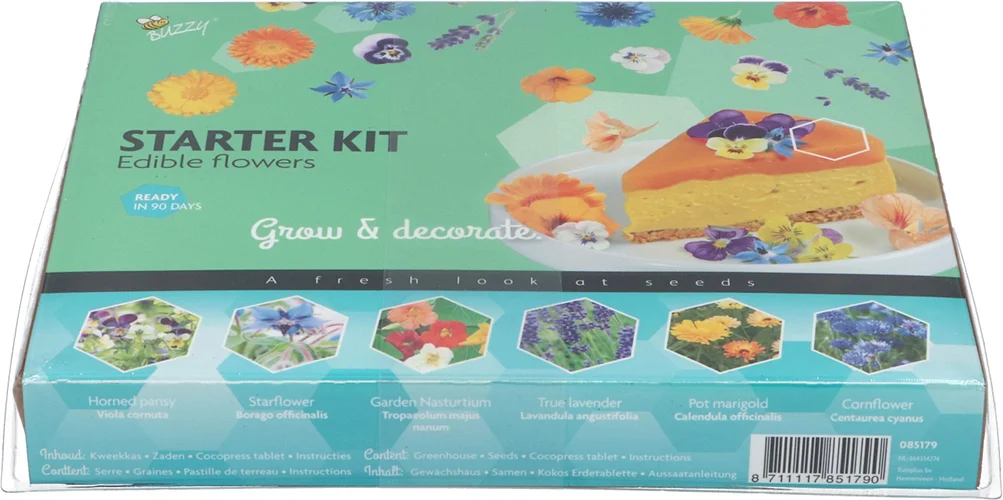 Buzzy bloemenzaad eetbare bloemen set 21 x 18 x 3 cm