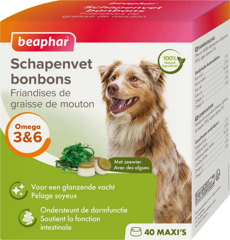Beaphar hondensnoepjes Schapenvet bonbons zeewier 40 stuks