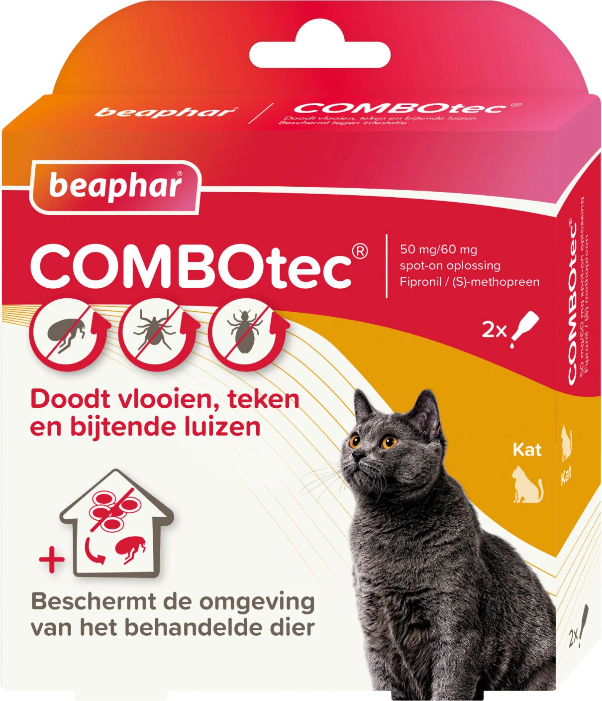Beaphar vlooien- en tekenbestrijding COMBOtec 0,50 ml 2 stuks