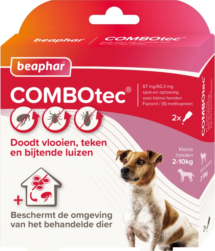Beaphar vlooien- en tekenbestrijding COMBOtec 0,67 ml 2 stuks