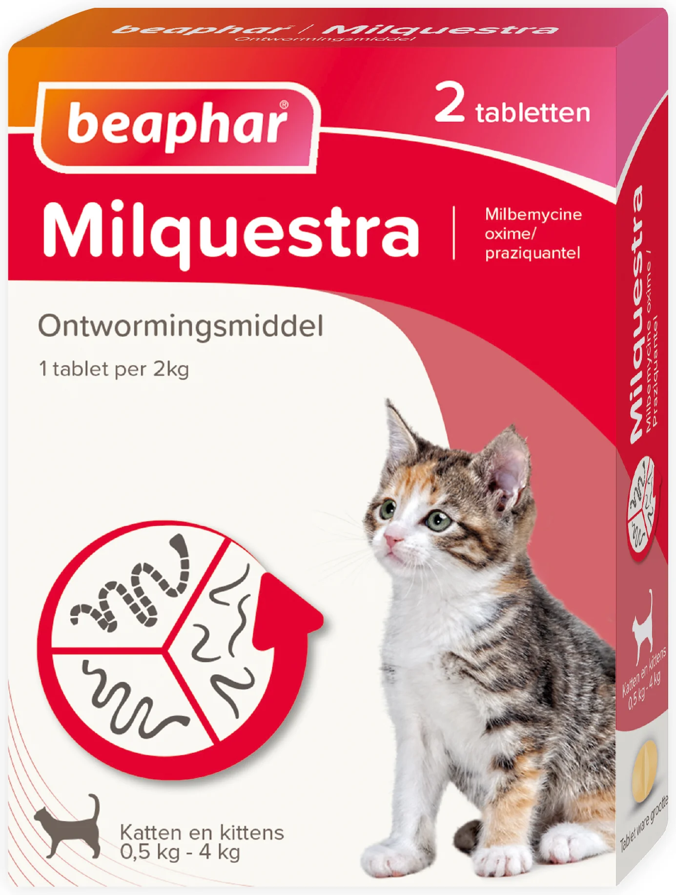 Beaphar Milquestra ontwormingsmiddel tabletten kat klein/kitten 2 stuks